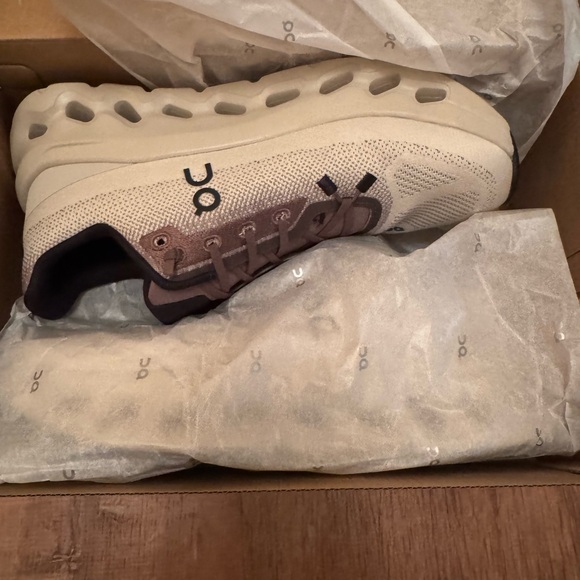 On Running Cream and Brown Cloudtilt Athletic Shoes - Picture 3 of 9